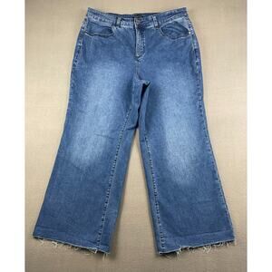 Universal Standard Cropped Wide Leg Jeans Sz Small (14-16) Stretch Denim Womens